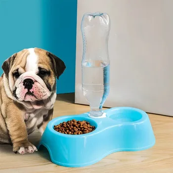Автоматическая кормушка для домашних собак, Двойные пластиковые миски для домашних животных, блюдо для подачи воды для собак, щенков, кошек, Диспенсер для воды, тарелки для кормления