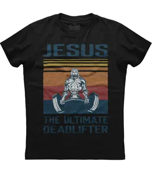 Jesus The Ultimate Deadlifter, мужская христианская религиозная новая хлопковая футболка черного цвета
