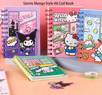 Sanrio A6 Coil Book Cinnamoroll Hellokitty Pachacco Kawaii Блокнот Креативный Блокнот Планировщик 80 Листов Школьные Офисные Канцелярские Принадлежности