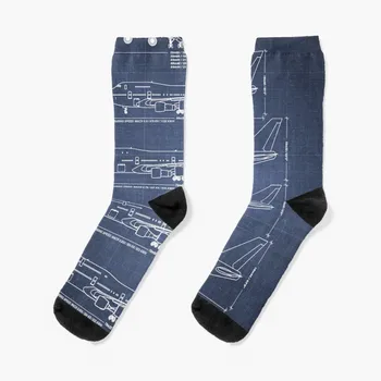 Носки Boeing 747 Family Blueprint (темно-синий), противоскользящие футбольные носки, компрессионные чулки для футбола, мужские носки, женские