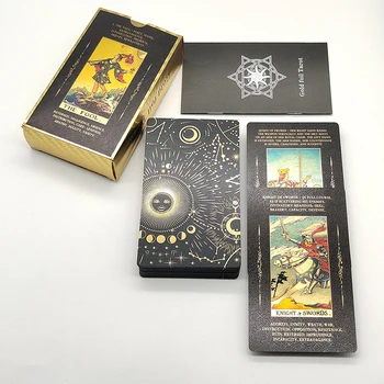 Недорогие карты Таро из золотой фольги класса Люкс с буклетом Настольная игра 
