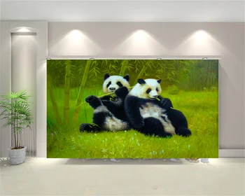 Пользовательские обои национальное сокровище милая гигантская панда бамбуковый лес пейзаж живопись высокого класса гостиная фон настенная роспись