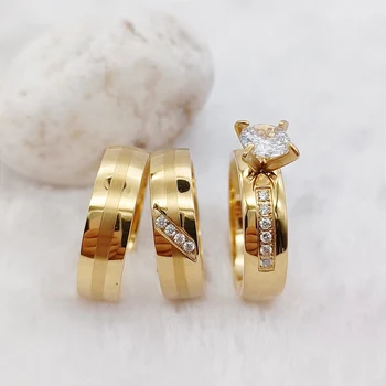 Уникальные дизайнерские наборы обручальных колец Promise для пар, западные ювелирные изделия из 18-каратного золота, обручальное кольцо с бриллиантом cz