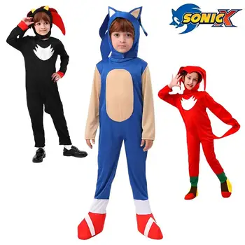 Костюмы для выступлений Kawaii Sonic The Hedgehog, детские костюмы для косплея на Хэллоуин, домашняя цельная пижама для мальчиков и девочек