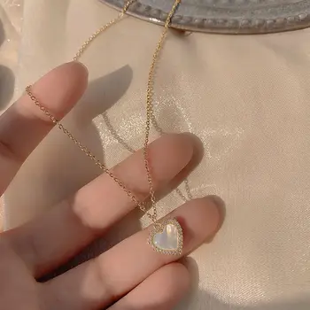 1 шт. золотое ожерелье, женский простой стиль, модное персиковое сердечко, нежный камень 