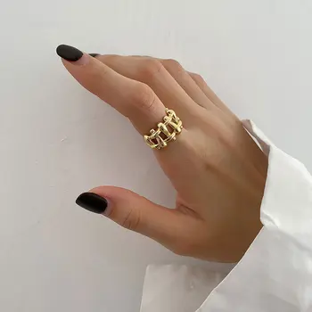 Европейское и американское нишевое модное выдолбленное плетеное кольцо для женщин Instagram, нишевый дизайн, открытое кольцо