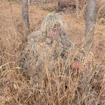 Маскировочный костюм из 3D-увядшей травы, 4 ПРЕДМЕТА, Военная тактическая камуфляжная одежда для снайпера, Охотничий костюм, Армейская охотничья одежда, костюм для птиц