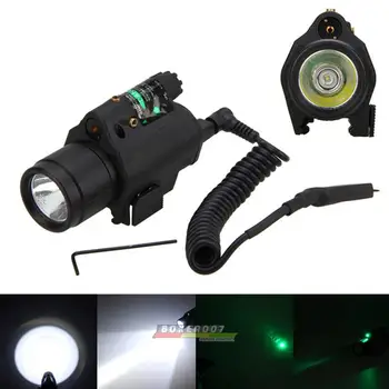 Зеленый лазерный фонарик со встроенным мощным наружным тактическим фонарем