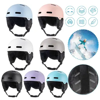 Лыжный Шлем, Очки, Цельнолитый Сноубордический Шлем с Защитой Ушей, 12 Вентиляционных Отверстий, Мотоциклетный Снег, Мужчины, Женщины, Взрослые