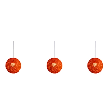 3X Оранжевая Шаровая Люстра из бамбука, ротанга и джута, Индивидуальное творчество, Сферический абажур из ротанга