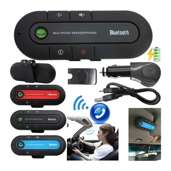 Автомобильный Bluetooth-совместимый динамик, Громкая связь для громкой связи, Беспроводной автомобильный комплект, Музыкальный плеер с зажимом для козырька D7YA