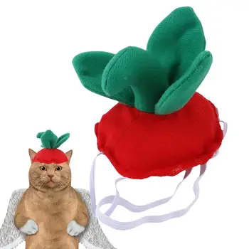 Клубничная Шляпа для кошек Фруктового типа, Шляпы для домашних животных, Шляпа для костюма Котенка, Новогодняя вечеринка, Рождественские Аксессуары для косплея, Реквизит для фотосессии