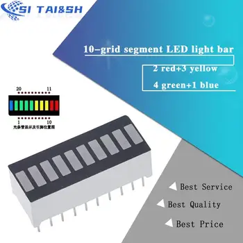 цифровая сегментная светодиодная панель с 10 сетками, супер яркая, 2 красных + 3 желтых + 4 зеленых + 1 синяя плоская лампа B10BRYGB