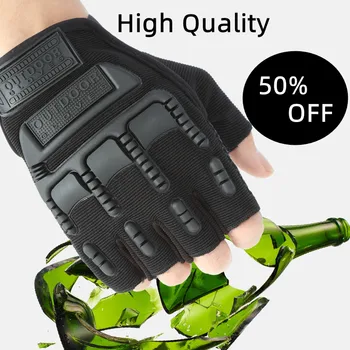 Мужские тактические перчатки Военные армейские перчатки для стрельбы без пальцев Противоскользящие Спортивные перчатки для охоты на открытом воздухе Пейнтбол Страйкбол Велосипедные перчатки