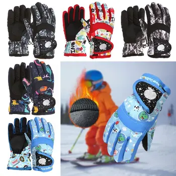 Зимние лыжные перчатки для детей, мальчиков и девочек, уличные водонепроницаемые ветрозащитные спортивные перчатки, детские теплые Холодостойкие перчатки для сноуборда