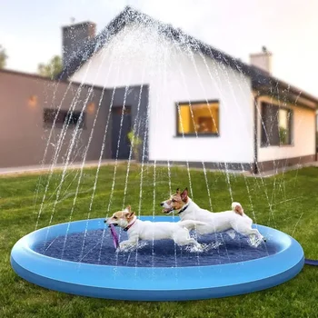 150/170/190 см Портативный ПВХ Коврик для разбрызгивания воды для собак, игрушка для игры в бассейне, охлаждающий коврик для домашних животных, надувной всплеск для собак, детей