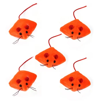 5шт Оранжевая Мышь Кошка Игрушка Милые Плюшевые Мыши Игрушка Для Домашних Животных Кошачья Мята Внутри