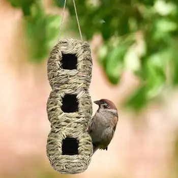 Практичное птичье гнездо, Портативное подвесное травяное гнездо колибри, легко моющееся Компактное подвесное гнездо для дома