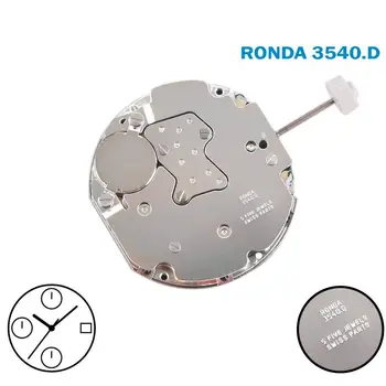 Механизм RONDA 3540.D, 3 стрелки, хронограф, белый диск с датой на отметке 3.