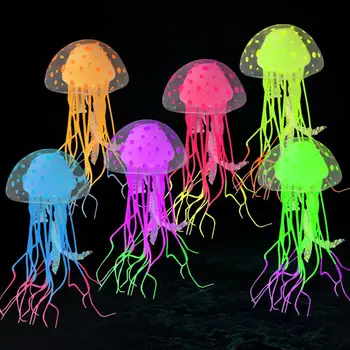 Мягкая силиконовая имитация светящейся медузы, Флуоресцентные украшения из медуз для озеленения аквариума.