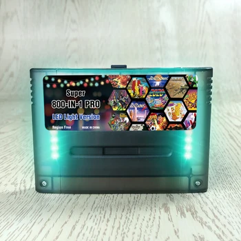 Светодиодная подсветка для видеоигр Super 800 in 1 Pro для 16-битных игровых картриджей Поддержка консолей США, ЕВРО, Японии