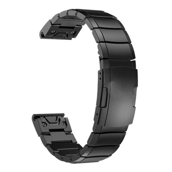 Для смарт-спортивных часов Garmin Fenix 6, Fenix 5 / 5S /5X, металлический браслет из нержавеющей стали, ремешок для часов, 22 мм-черный