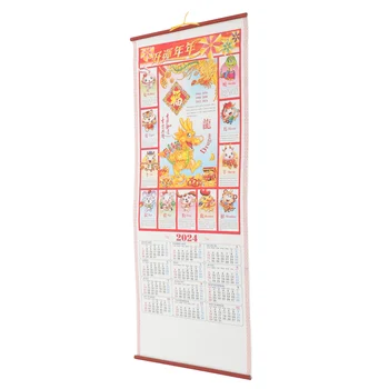 Настенные календари на китайский Новый год, традиционный свиток, Лунный календарь, орнамент, Год Дракона, украшение для дома