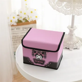 Sanrio hello kitty pu Складной Ящик для хранения, Милый Пылезащитный чехол, Органайзер для беспорядка для мальчиков и девочек, Косметический ящик для хранения