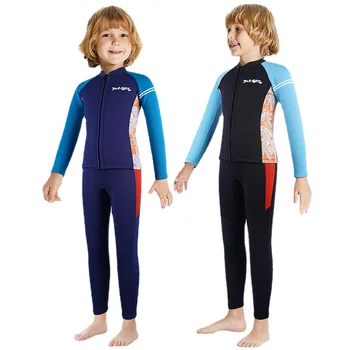 2,5 мм Неопреновый молодежный детский гидрокостюм Длинный комплект из двух частей для серфинга, дайвинга, подводного плавания, комбинезон для подводного плавания, купальники для девочек
