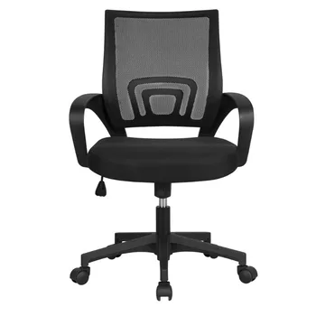 Офисное кресло Mart с регулируемой сеткой посередине спинки, вращающееся с подлокотниками, черное игровое кресло, складной стул, письменный стол