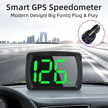 Универсальный Автомобильный Головной дисплей GPS Миль/ч, Км/ч, HUD Цифровой Спидометр, Головной дисплей, Большой Шрифт, Измеритель скорости В реальном времени, км/ч Для Всех автомобилей