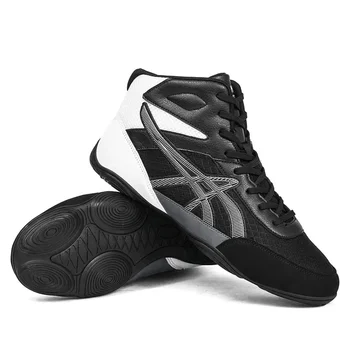 Борцовская обувь мужская боксерская обувь для борьбы Sanda Strength Обувь с высоким берцем легкие боевые ботинки Обувь для тяжелой атлетики Кроссовки
