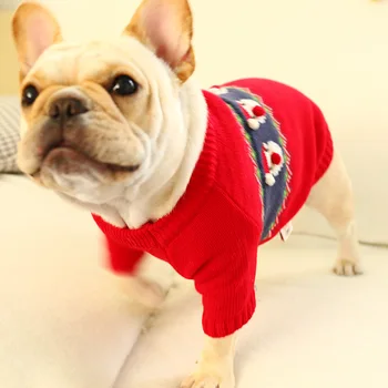 Рождественская одежда для собак, теплая вязаная одежда для домашних животных, свитер для собак среднего размера, французский бульдог, толстые собаки, одежда для домашних животных, мопс Ropa Perro