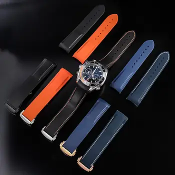 силиконовый браслет с изогнутым концом 20 мм 22 мм, мужской резиновый браслет для дайвинга Omega Seamaster 300 для ремешка для часов Seiko Huawei Samsung