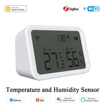 Tuya/HomeKit WIFI Zigbee Умный Датчик Температуры Влажности И Детектор Освещенности Класса Люкс Внутренний Гигрометр Термометр С ЖК-Экраном