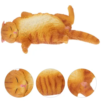 Скульптура Имитация спящего кота Модель животного Украшения для домашних животных Детские игрушки Статуя Пластиковая декоративная