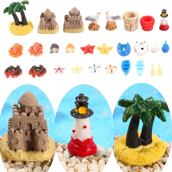 14 Маленьких украшений в стиле океанского пляжа, Декор аквариума, Миниатюры из смолы, Искусственные Аквариумные рыбки, украшения для аквариума DIY Craft