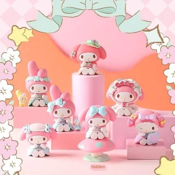 Sanrio My Melody Tea Party Picnic Strawberries Surprise Blind Box Miniso Piece Коллекция настольных подарочных украшений Melody Ручной работы