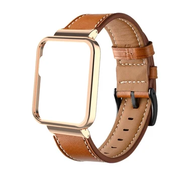 Кожаный Ремешок для Xiaomi mi watch Lite smartwatch Браслет для Redmi Watch 2/2 Lite Металлический корпус защитная крышка рамка бампера