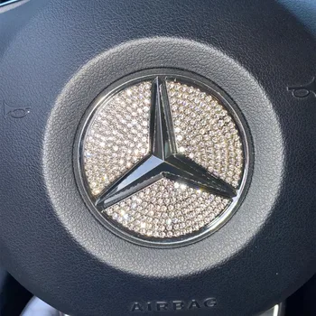 Эмблема Рулевого колеса автомобиля 3D Наклейка С Логотипом Из Горного Хрусталя С Бриллиантовым Украшением Для Mercedes Benz серии A/B/C/E/GLA/CLA/GLC/GLK/GLE