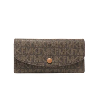 Модный длинный кошелек KUROYABU, многофункциональный кошелек большой емкости с принтом MKF, изысканная кожаная сумочка, переносная сумка для монет