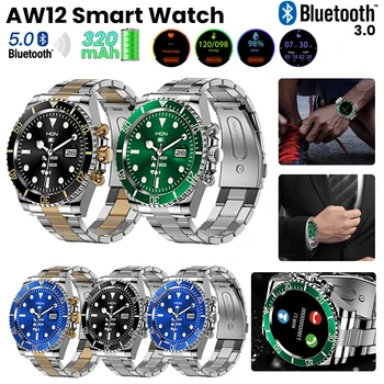 AW12 Смарт-Часы 1,3-дюймовый Полный Сенсорный Экран Bluetooth Talk Watch Мужские Водонепроницаемые Фитнес-Часы Heartrate Монитор Уровня Кислорода В Крови Smartwatch