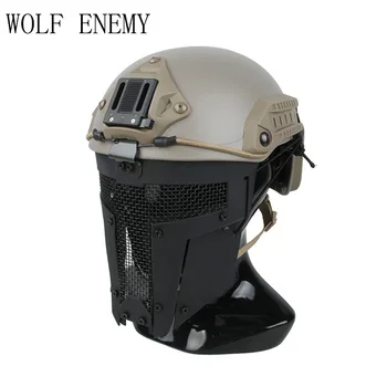 Новая сетчатая маска для страйкбола с БЫСТРЫМ модулем, тактическая маска на половину лица, облегающий шлем