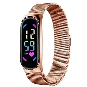 2023 Новые светодиодные женские часы с магнитным ремешком для часов, водонепроницаемые сенсорные женские часы, модные цифровые наручные часы