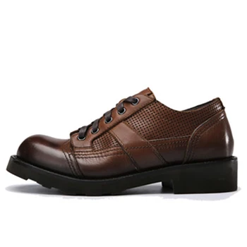 Модная мужская кожаная обувь 2022, Весенняя обувь ручной работы для работы, туфли на плоской подошве в стиле ретро 15 #20 /10e50