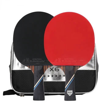KOKUTAKU ITTF профессиональная ракетка для пинг-понга 4/5/6 звезд, карбоновая ракетка для настольного тенниса, набор лопаток для летучей мыши, прыщи из резины с сумкой