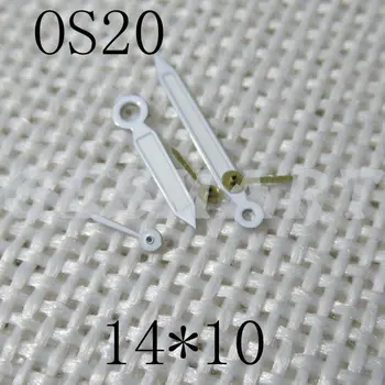 Стрелки часов 14x10 мм с белой отделкой и зеленым люмом для механизма Miyota OS20 0S20