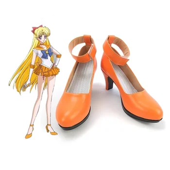 Новая обувь для косплея в стиле аниме; ботинки для косплея Сейлор Венера; обувь для вечеринки в честь Хэллоуина для девочек на высоком каблуке из искусственной кожи; Размер 35-43