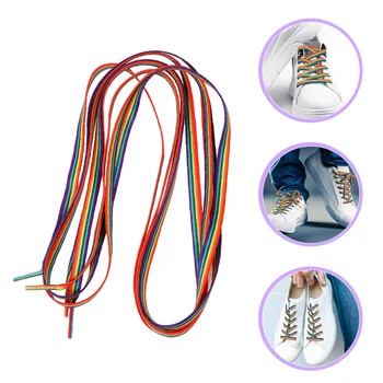 1 Пара Радужных шнурков Градиентный шнурок для обуви Модный галстук для обуви в вертикальную полоску