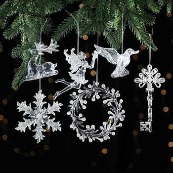 Новый Модный Рождественский Подвесной Орнамент Прозрачная Снежинка Лось Ангел Снеговик Птица Свадьба День Рождения Вечеринка Банкетный декор
